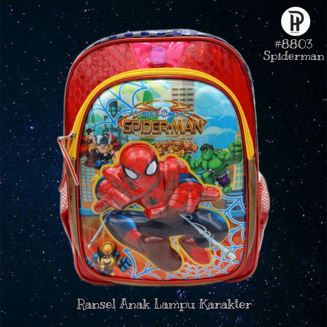 RANSEL ANAK LAMPU 8803 SPIDERMAN